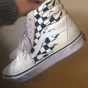 vans high top checkered flame